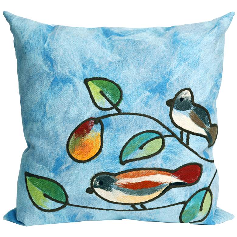 Image 1 Visions III Song Birds Blue 20 inch Square Indoor-Outdoor Pillow