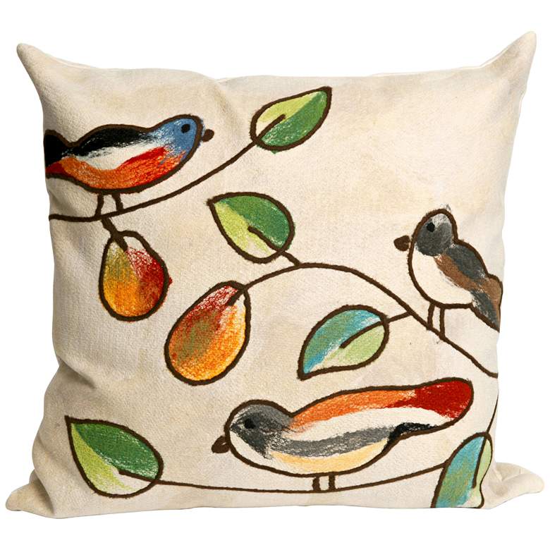 Image 1 Visions III Song Birds Cream 20 inch Indoor-Outdoor Pillow