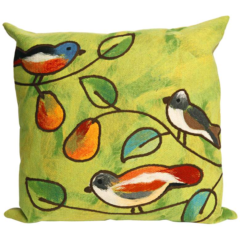 Visions III Song Birds Green 20&quot; Indoor-Outdoor Pillow