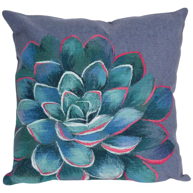 Image 1 Visions III Succulent Blue 20" Square Indoor-Outdoor Pillow