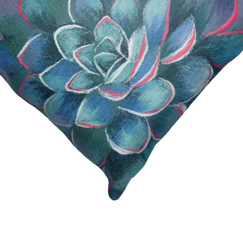 Image 2 Visions III Succulent Blue 20" Square Indoor-Outdoor Pillow more views