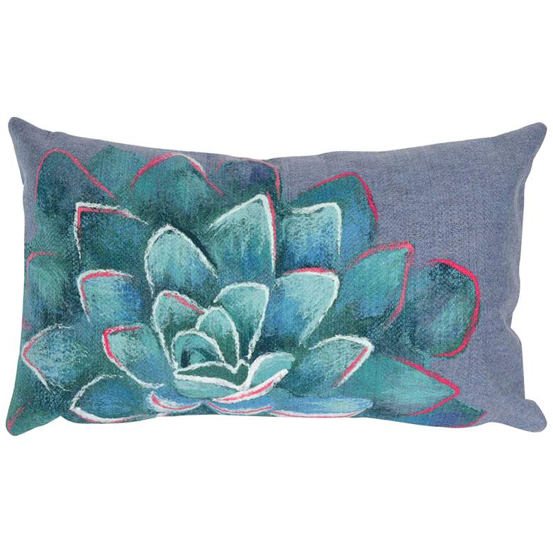 Image 1 Visions III Succulent Blue 20" x 12" Indoor-Outdoor Pillow