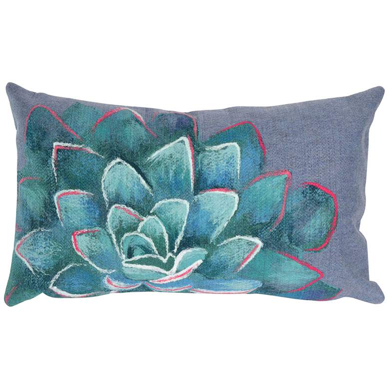 Image 1 Visions III Succulent Blue 20 inch x 12 inch Indoor-Outdoor Pillow