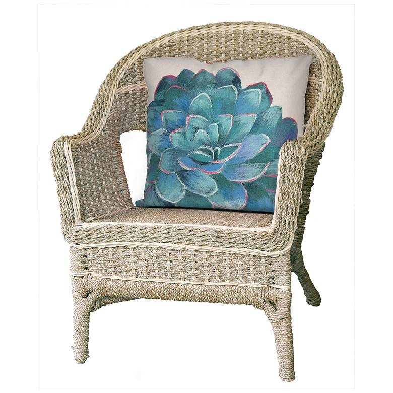 Image 4 Visions III Succulent Ivory 20 inch Square Indoor-Outdoor Pillow more views
