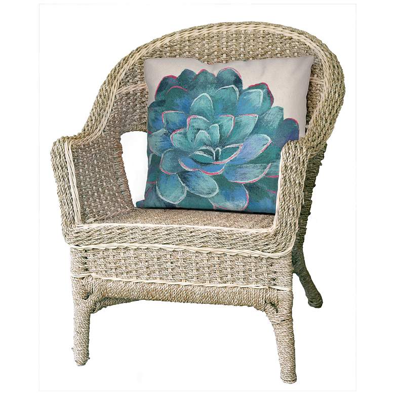 Image 4 Visions III Succulent Ivory 20" Square Indoor-Outdoor Pillow more views