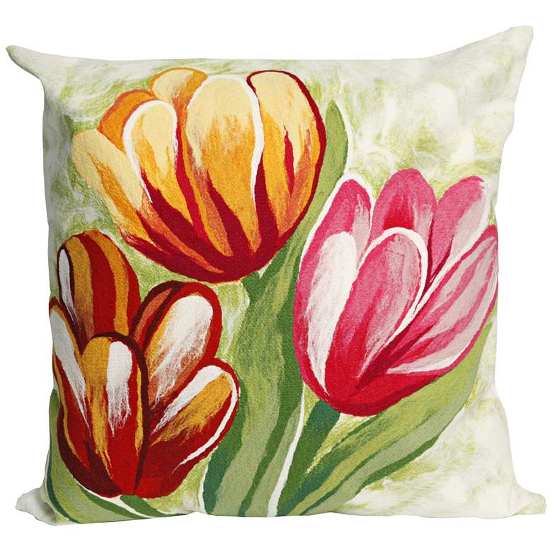 Visions III Tulips Warm 20&quot; Square Indoor-Outdoor Pillow