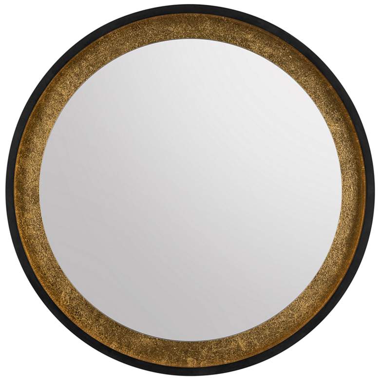 Image 1 Vista 1 Gold Foil and Floating Black 30 inch Round Wall Mirror