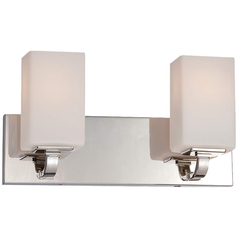 Image 1 Vista; 2 Light; Vanity Fixture with Etched Opal Glass