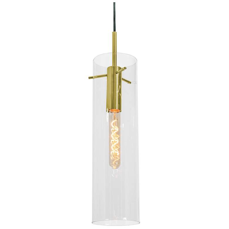 Image 1 Vista 4.7" Wide Light Antique Brass Pendant With Clear Glass Shade