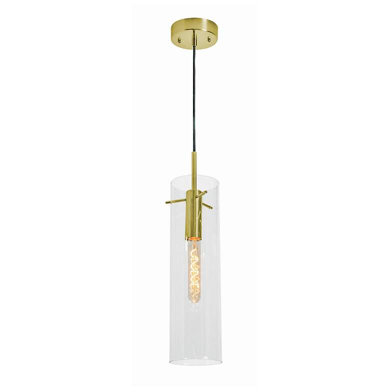 Image 2 Vista 4.7" Wide Light Antique Brass Pendant With Clear Glass Shade more views
