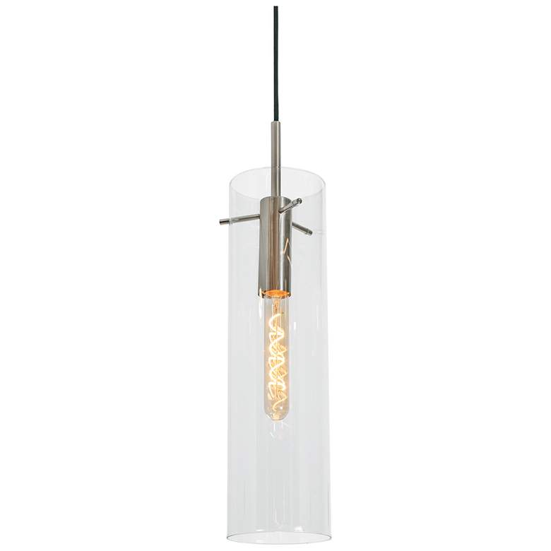 Image 1 Vista 4.7" Wide Satin Nickel Pendant With Clear Glass Shade