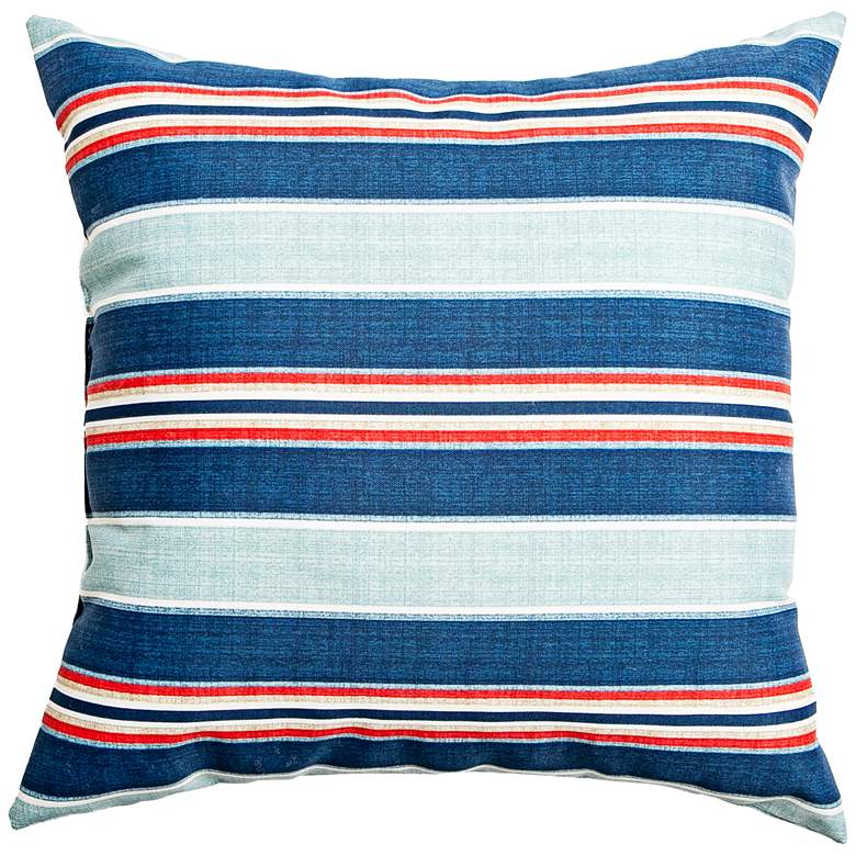 Image 1 Vista Slate Blue Striped 18 inch Square Indoor-Outdoor Pillow