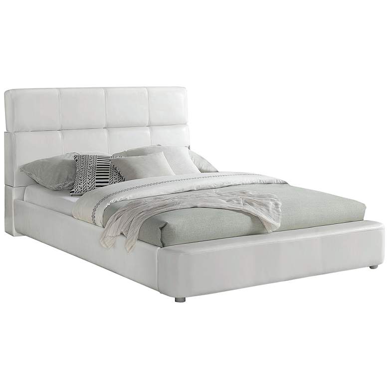 Image 2 Vistana White Faux Leather Tufted Queen Bed