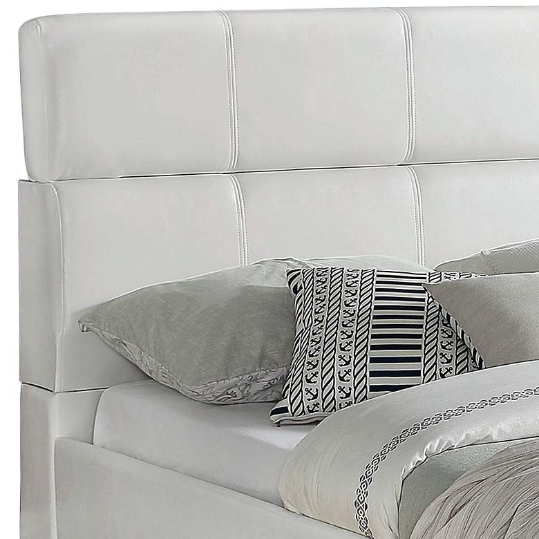 Image 3 Vistana White Faux Leather Tufted Queen Bed more views
