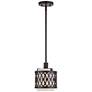 2_Vistaview 1 Light English Bronze Mini Pendant Oatmeal Shade