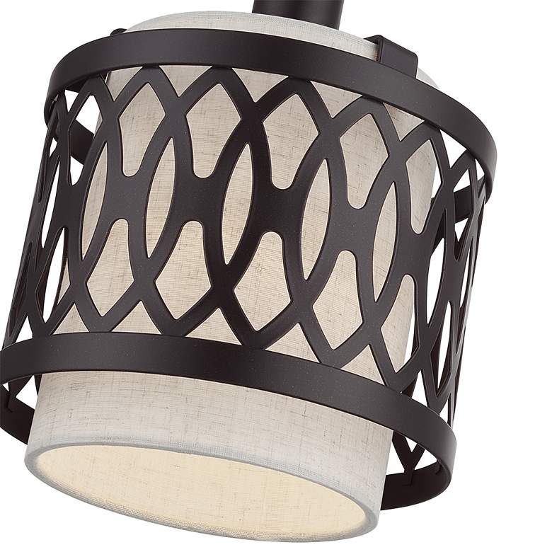 Image 6 Vistaview 1 Light English Bronze Mini Pendant Oatmeal Shade more views