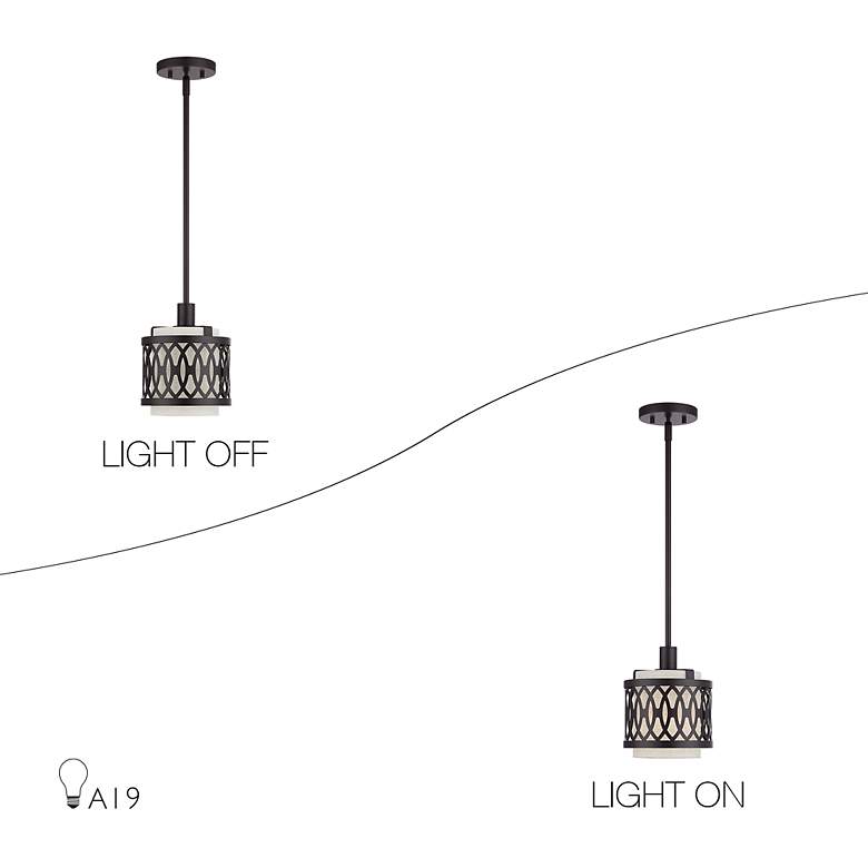 Image 7 Vistaview 1 Light English Bronze Mini Pendant Oatmeal Shade more views