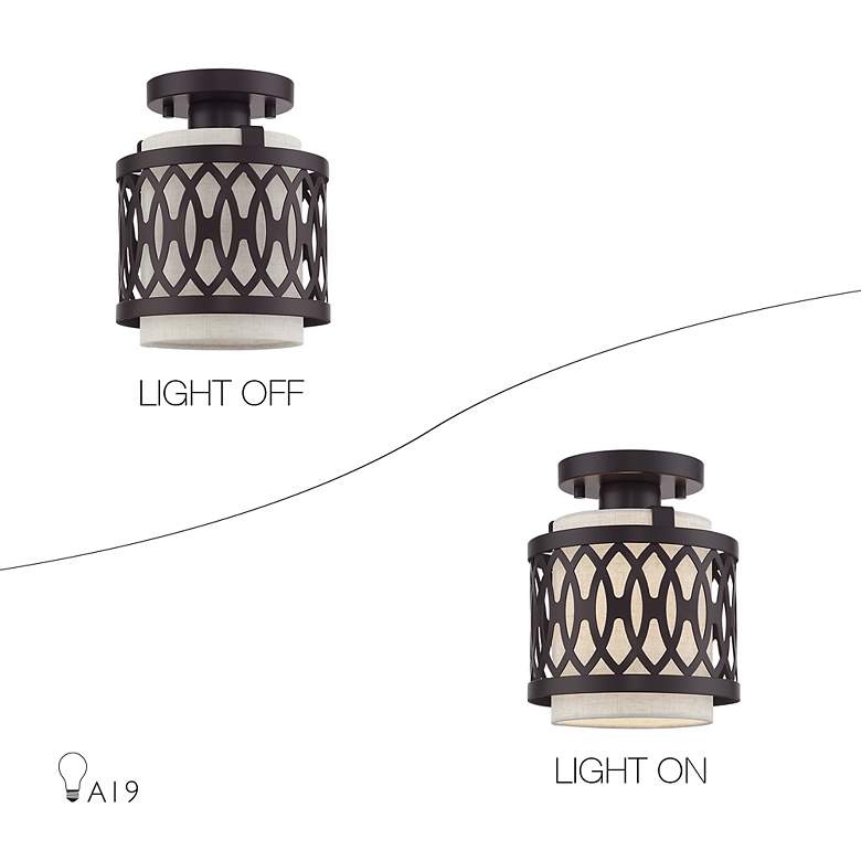 Image 6 Vistaview 1 Light English Bronze Semi-Flush with Oatmeal Shade more views