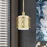 1_Vistaview 1 Light Soft Gold Mini Pendant with Oatmeal Shade