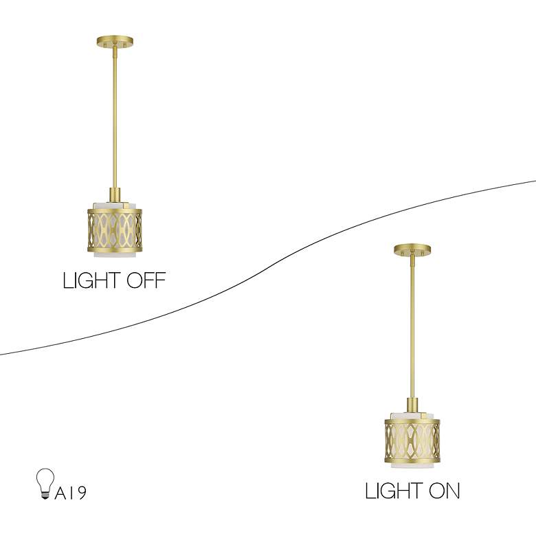 Image 7 Vistaview 1 Light Soft Gold Mini Pendant with Oatmeal Shade more views