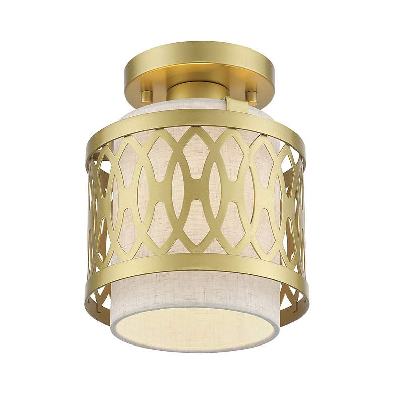 Image 3 Vistaview 1 Light Soft Gold Semi-Flush with Oatmeal Shade more views