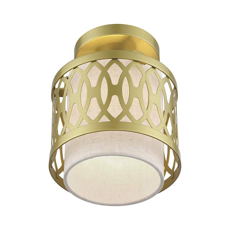 Image 4 Vistaview 1 Light Soft Gold Semi-Flush with Oatmeal Shade more views
