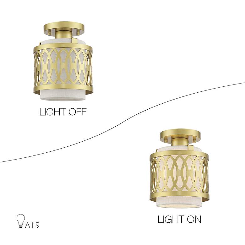 Image 6 Vistaview 1 Light Soft Gold Semi-Flush with Oatmeal Shade more views