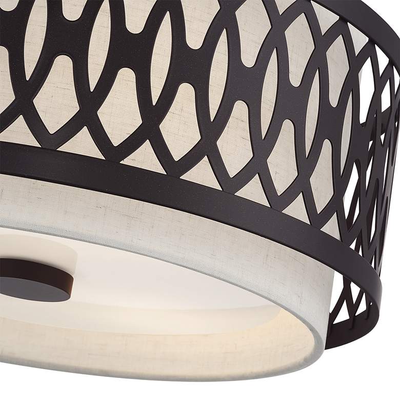Image 6 Vistaview 3 Light English Bronze Large Semi-Flush with Oatmeal Shade more views