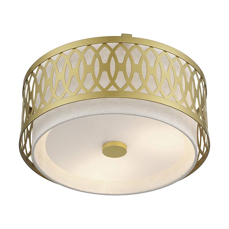 Image 5 Vistaview 3 Light Soft Gold Large Semi-Flush with Oatmeal Shade more views