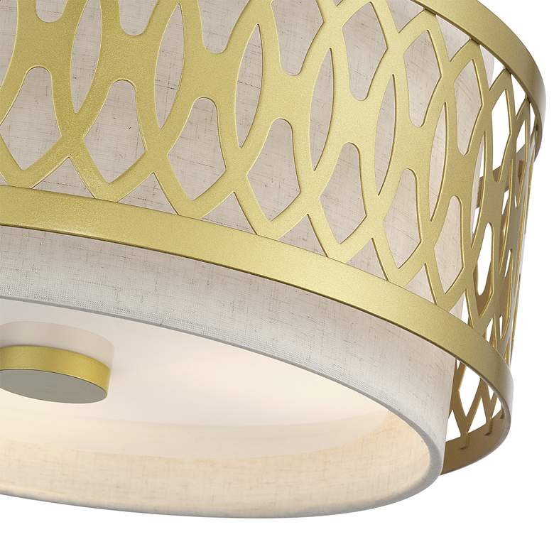 Image 6 Vistaview 3 Light Soft Gold Large Semi-Flush with Oatmeal Shade more views