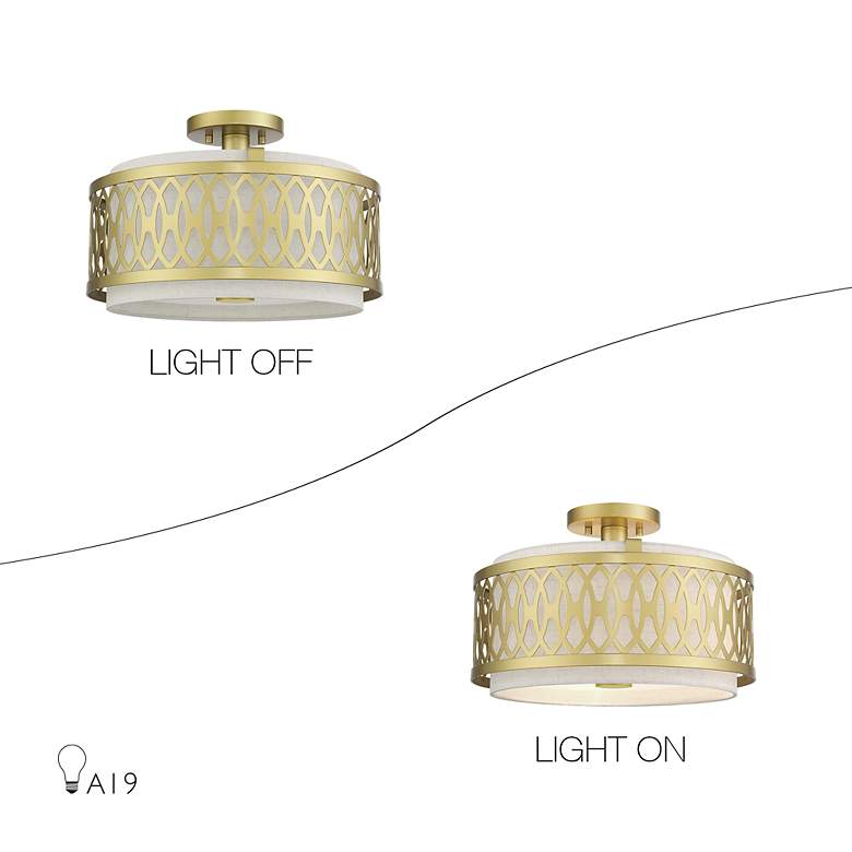 Image 7 Vistaview 3 Light Soft Gold Large Semi-Flush with Oatmeal Shade more views