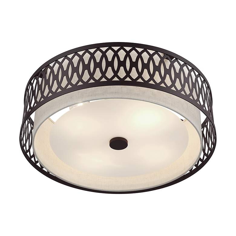Image 5 Vistaview 4 Light English Bronze Extra Large Semi-Flush with Oatmeal Shade more views