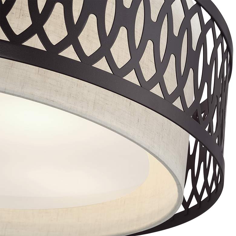 Image 6 Vistaview 4 Light English Bronze Extra Large Semi-Flush with Oatmeal Shade more views