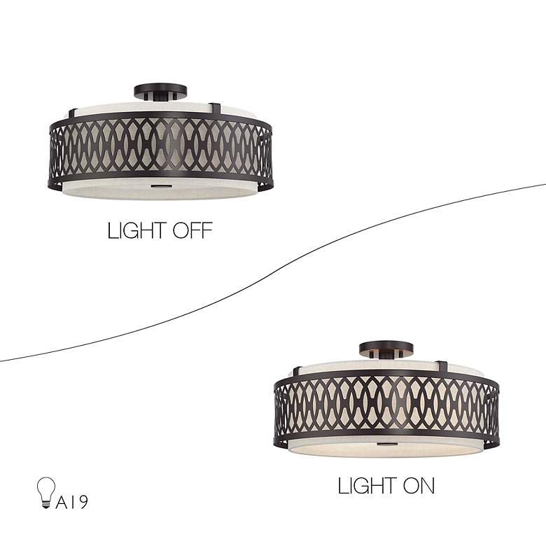 Image 7 Vistaview 4 Light English Bronze Extra Large Semi-Flush with Oatmeal Shade more views