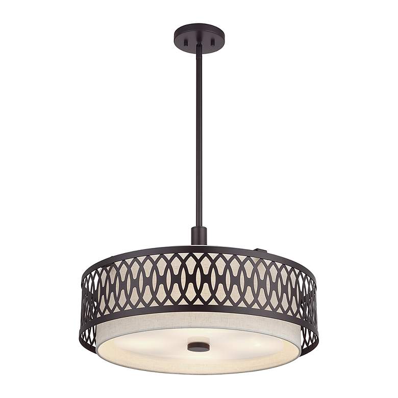 Image 5 Vistaview 4 Light English Bronze Pendant Chandelier with Oatmeal Shade more views