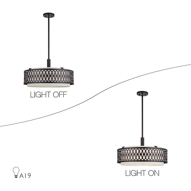 Image 7 Vistaview 4 Light English Bronze Pendant Chandelier with Oatmeal Shade more views