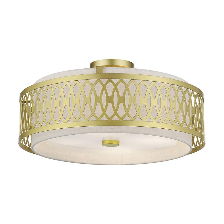 Image 3 Vistaview 4 Light Soft Gold Extra Large Semi-Flush with Oatmeal Shade more views