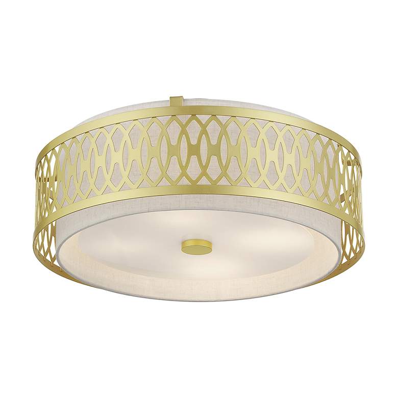 Image 4 Vistaview 4 Light Soft Gold Extra Large Semi-Flush with Oatmeal Shade more views