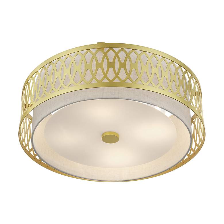 Image 5 Vistaview 4 Light Soft Gold Extra Large Semi-Flush with Oatmeal Shade more views