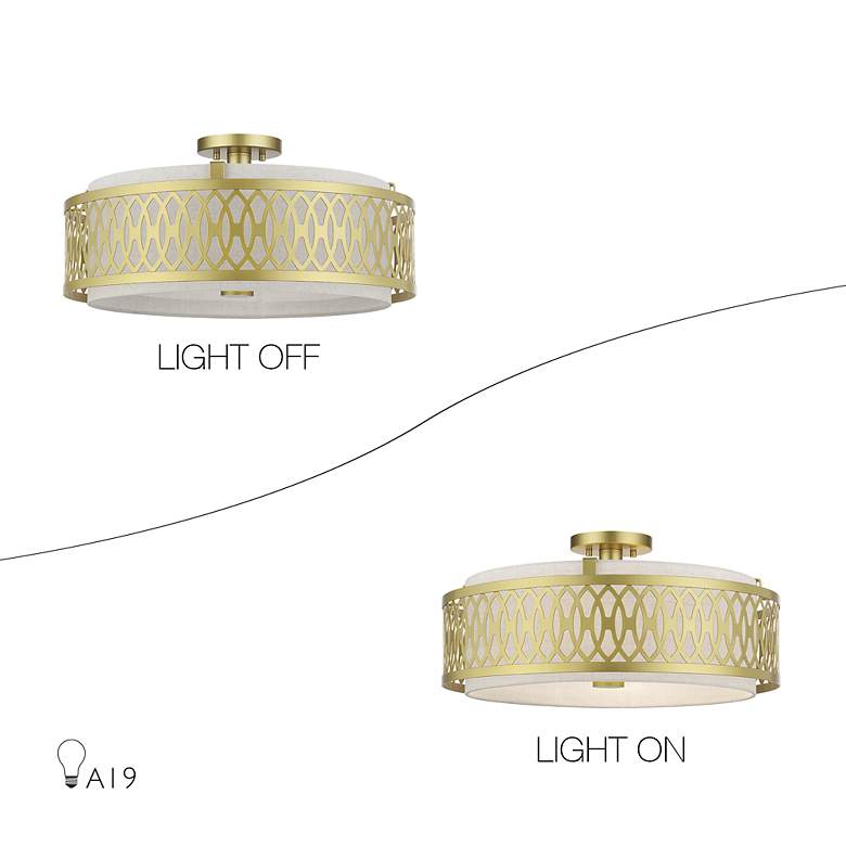 Image 7 Vistaview 4 Light Soft Gold Extra Large Semi-Flush with Oatmeal Shade more views