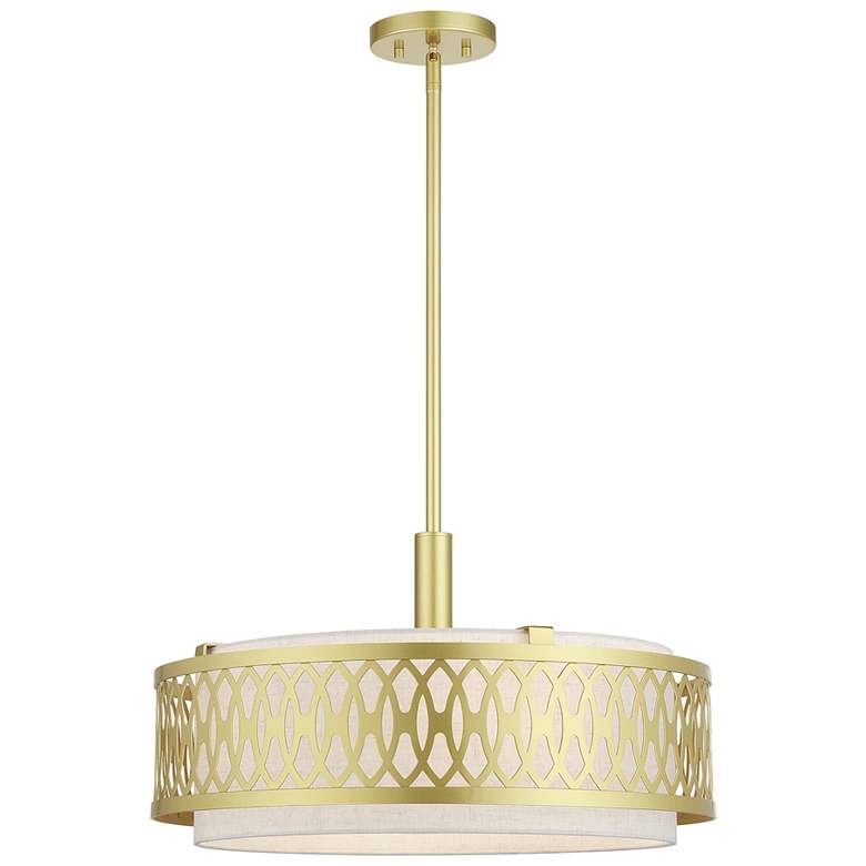Image 1 Vistaview 4 Light Soft Gold Pendant Chandelier with Oatmeal Shade