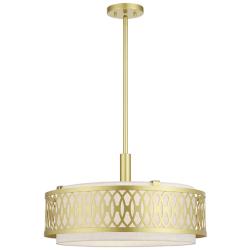 Vistaview 4 Light Soft Gold Pendant Chandelier with Oatmeal Shade
