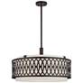 2_Vistaview 5 Light English Bronze Pendant Chandelier with Oatmeal Shade