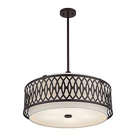 Image5 of Vistaview 5 Light English Bronze Pendant Chandelier with Oatmeal Shade more views