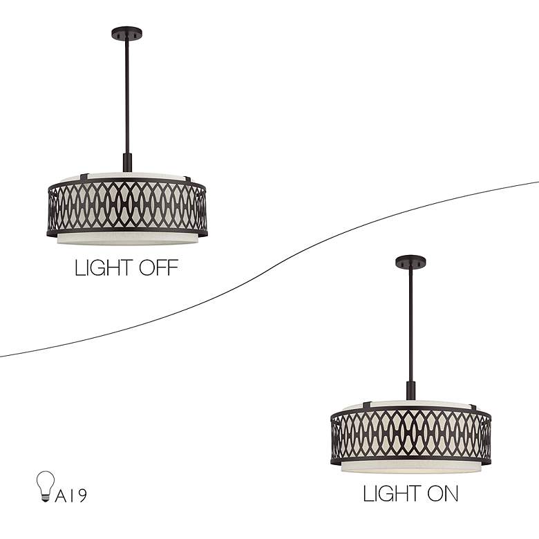 Image 7 Vistaview 5 Light English Bronze Pendant Chandelier with Oatmeal Shade more views