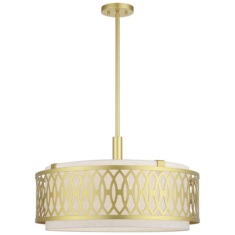 Image 1 Vistaview 5 Light Soft Gold Pendant Chandelier with Oatmeal Shade