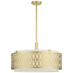 Vistaview 5 Light Soft Gold Pendant Chandelier with Oatmeal Shade