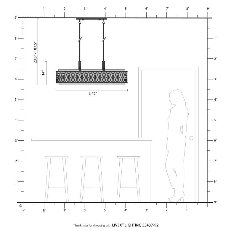 Image 5 Vistaview 6 Light English Bronze Large Linear Chandelier with Oatmeal Shade more views