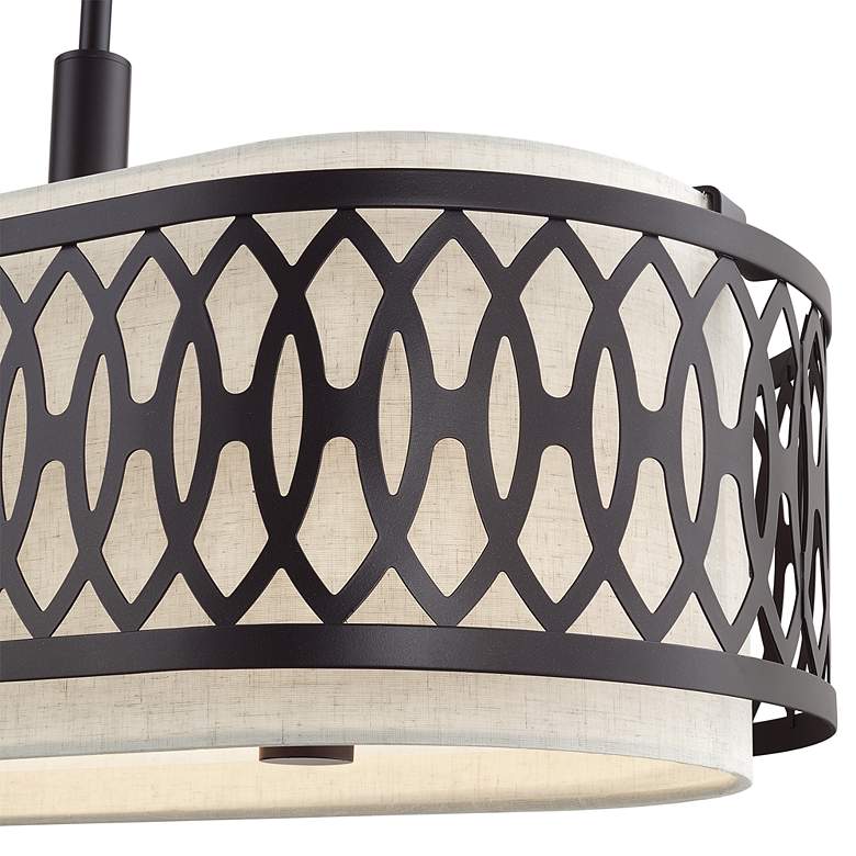 Image 6 Vistaview 6 Light English Bronze Large Linear Chandelier with Oatmeal Shade more views