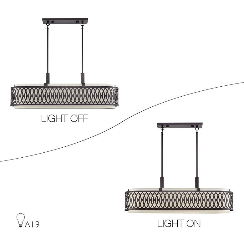 Image 7 Vistaview 6 Light English Bronze Large Linear Chandelier with Oatmeal Shade more views